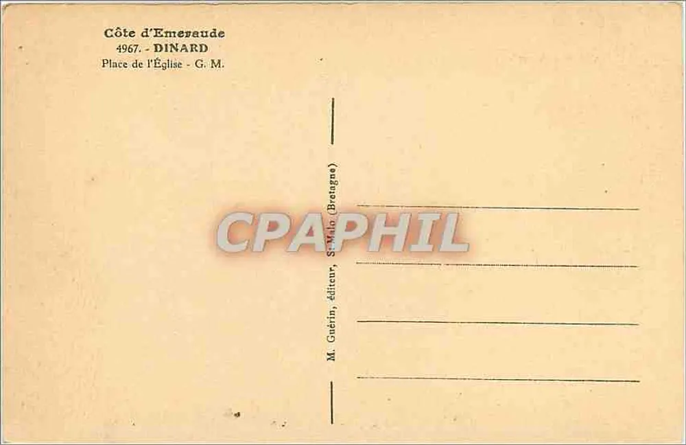 Dinard — Monument aux morts com estátua de anjo — editor M. Guérin, série 4967 - Verso