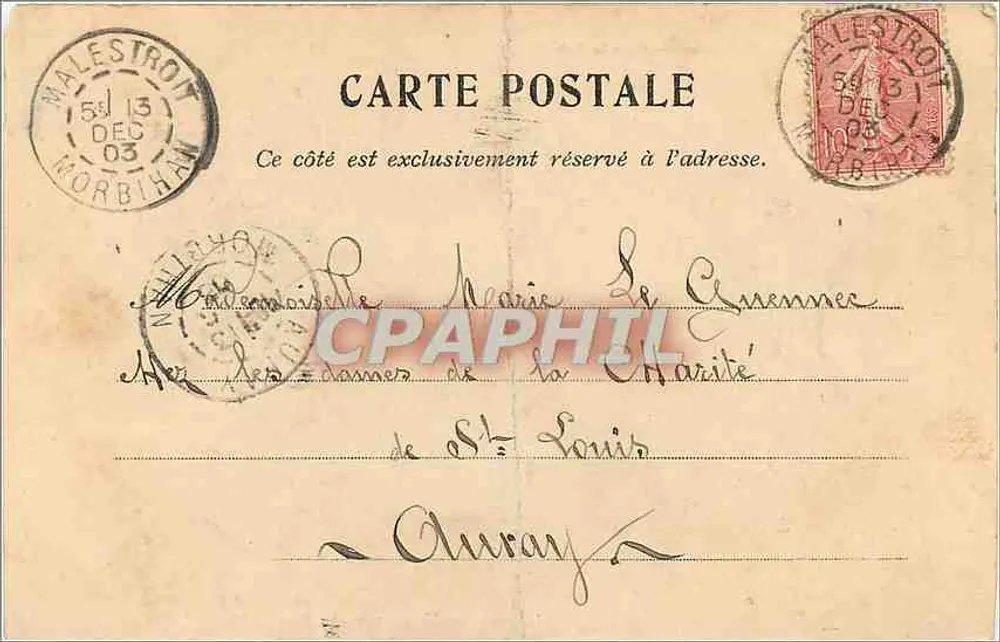 Malestroit — Vue prise du Pont — Cliché Le Merle, n° 332 - Verso