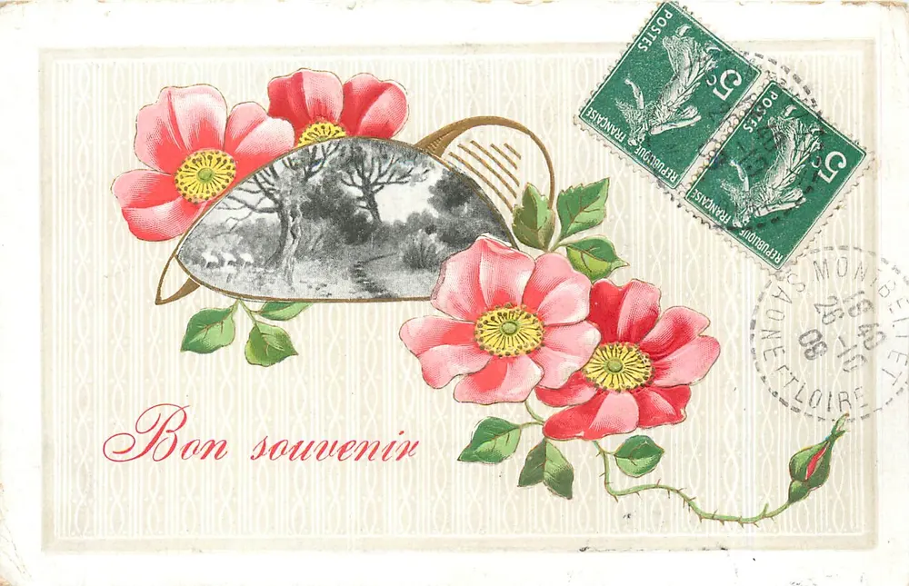 Arranjo de rosas — Bom souvenir — editor desconhecido, número de série não visível - Frente