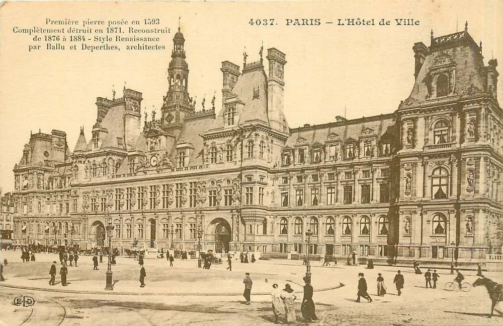 Paris — O Hotel de Ville — Estilo Renascentista — Editor E.D. n°4037 - Frente