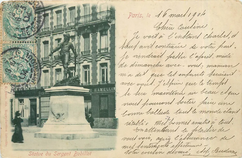 Beeld van de Sergeant Bobillot — Parijs — Reproductie verboden - Voorkant