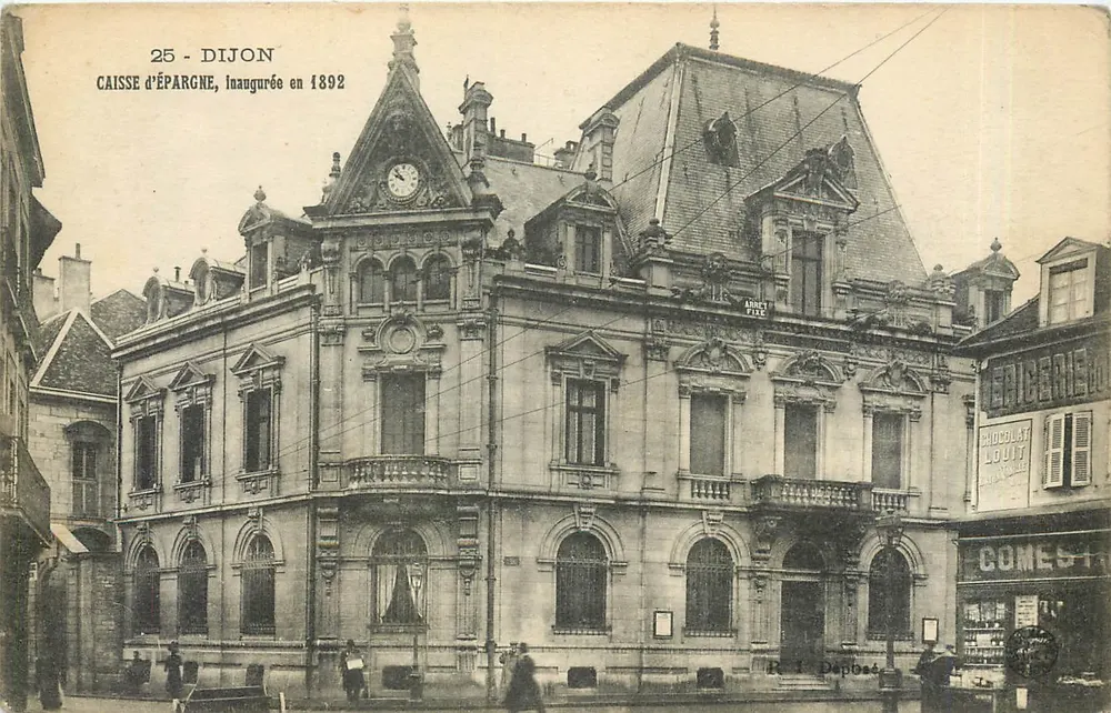 Dijon — Caixa de Economia inaugurada em 1892 — Editor R. T. Depoat - Frente