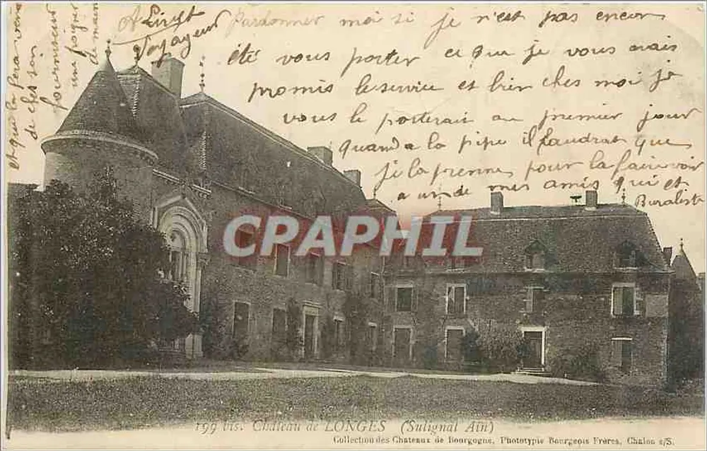 Castelo de Longes (Salignat Ain) — Coleção dos Castelos da Borgonha, Fototipia Bourgeois Frères, Chalon s/s - Frente