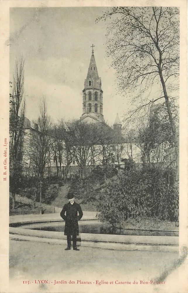 LYON - Botanischer Garten - Kirche und Kasernen des Bon-Pasteur — H. B. et Cie, Verlag, Lyon, Nr. 115 - Vorderseite
