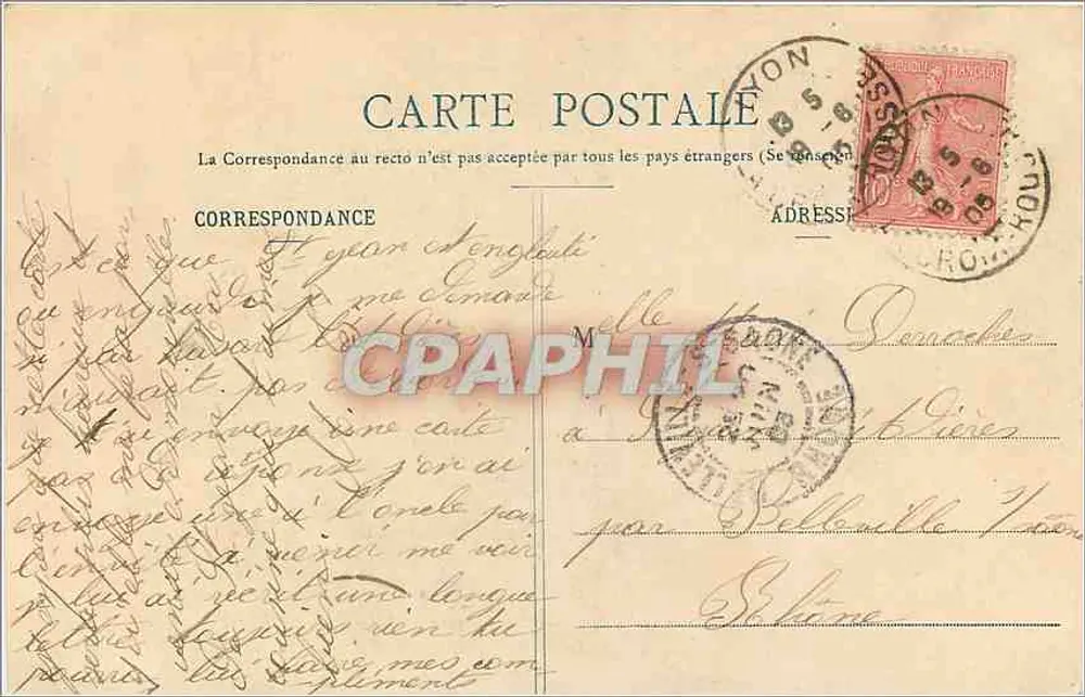 LYON - Botanischer Garten - Kirche und Kasernen des Bon-Pasteur — H. B. et Cie, Verlag, Lyon, Nr. 115 - Rückseite