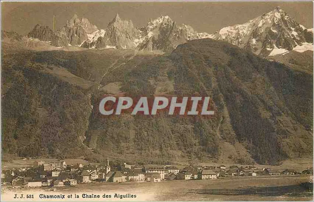Chamonix e a Cadeia das Aiguilles — J.J. 581 — Jullien frères, Genebra - Frente