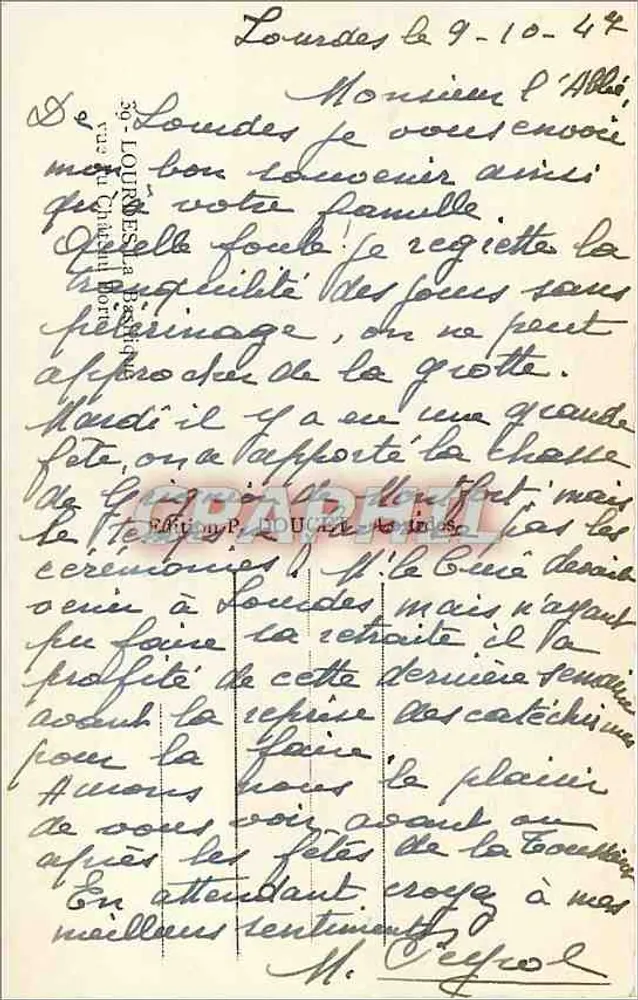 Lourdes — vue du sanctuaire et du pont — Édition P. LOUCHE, n° 24 - Verso