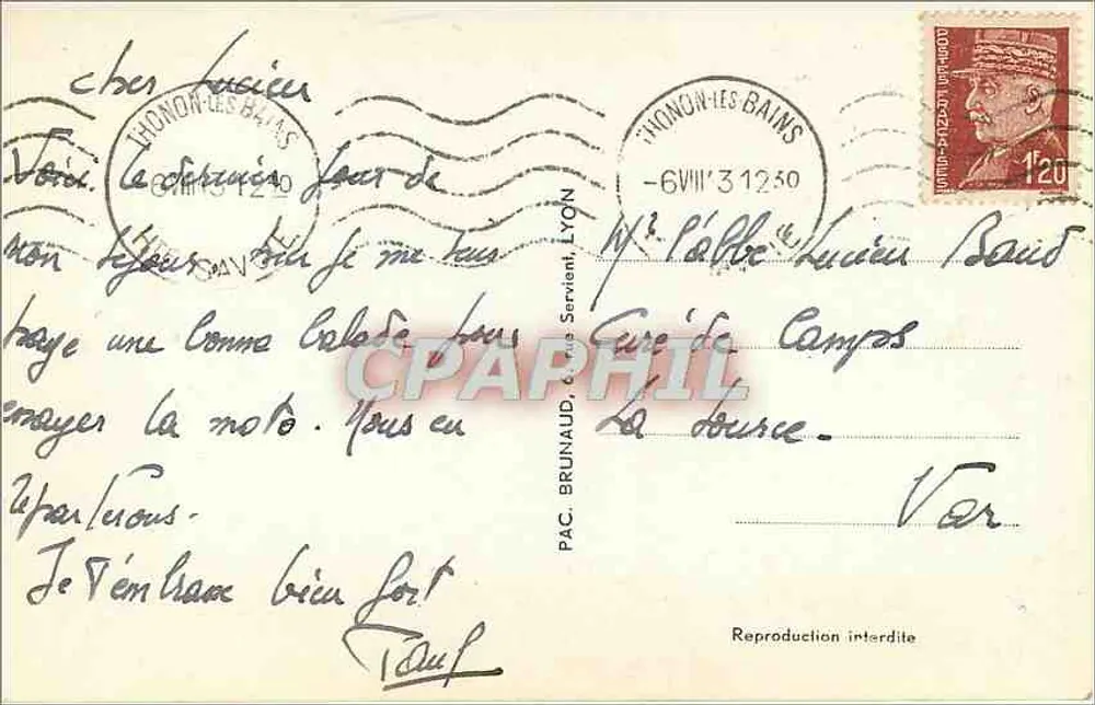 Thonon-les-Bains — Basilique Saint-François-de-Sales — éditeur P.A.C. Brunaud, Lyon, n° 738 - Verso