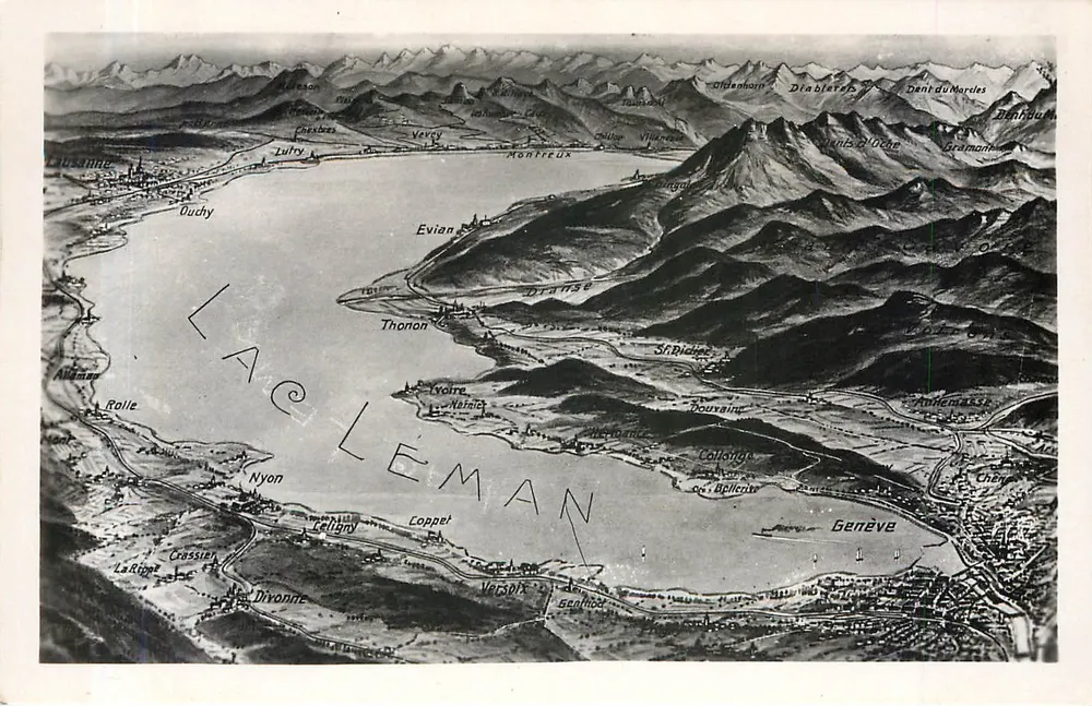 Lago Léman — Vista panorâmica — Les Éditions J. Cellard, Lyon - Frente