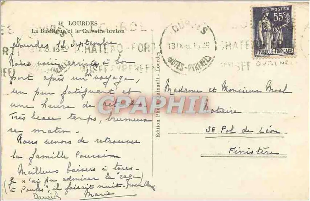 Lourdes — La Basilique et le Calvaire — Édition Photogénault, Lourdes - Verso