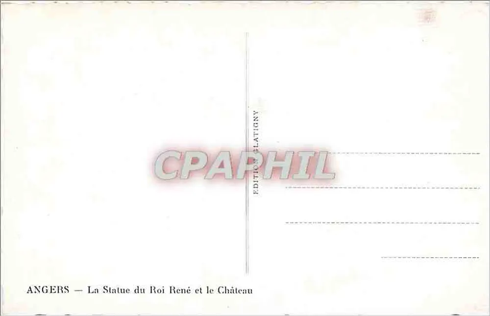 Angers — La Statue du Roi René et le Château — Édition Glatigny - Verso