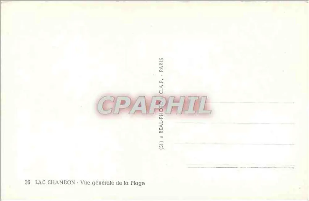 Lac Chambon — General View of the Beach — C.A.P. Paris, n°36 - Back