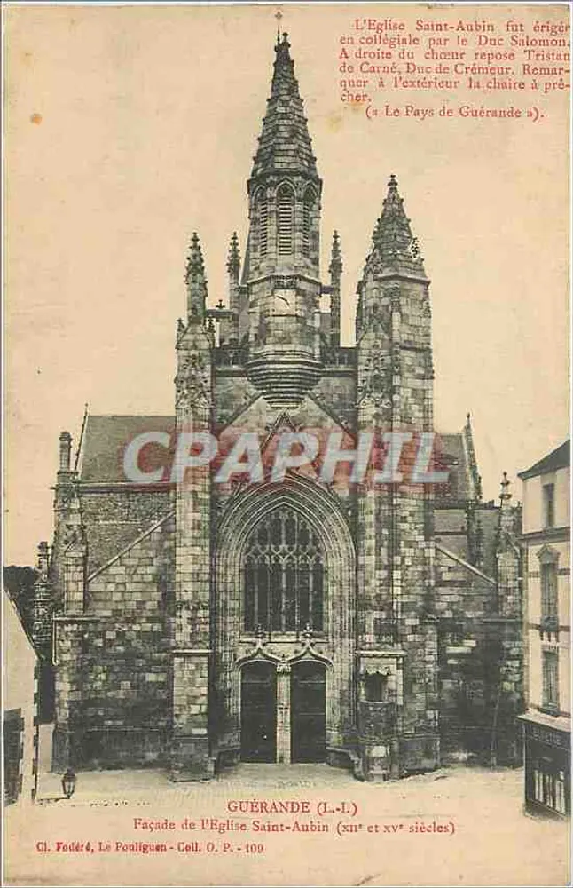 Fachada da Igreja de São Aubin — Guérande (Loire-Inférieure) — Cl. Fodéré, Le Pouliguen - Coll. O.P. - 100 - Frente