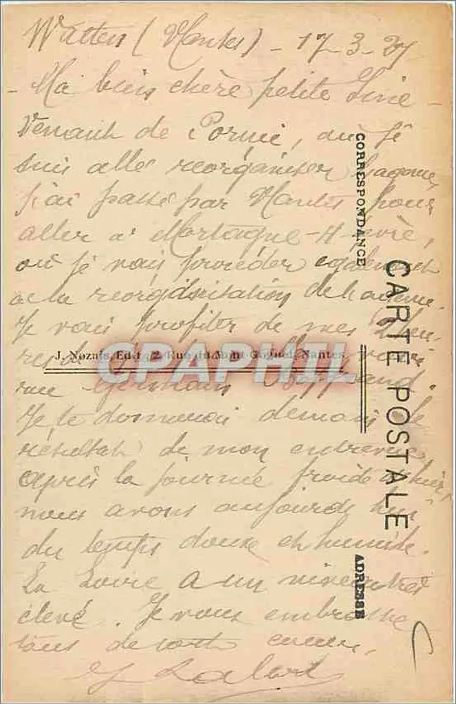 NANTES - Quai Branças - Post- und Telegraphenamt — Verleger J. Nozais, n° 111 - Rückseite