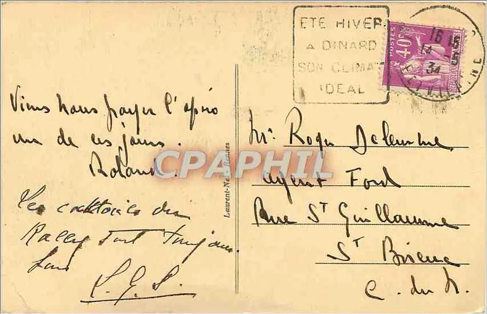 Dinard — Costa da Esmeralda — Promenade Clair-de-Lune — Hotel — 1931 — Loïc - Verso