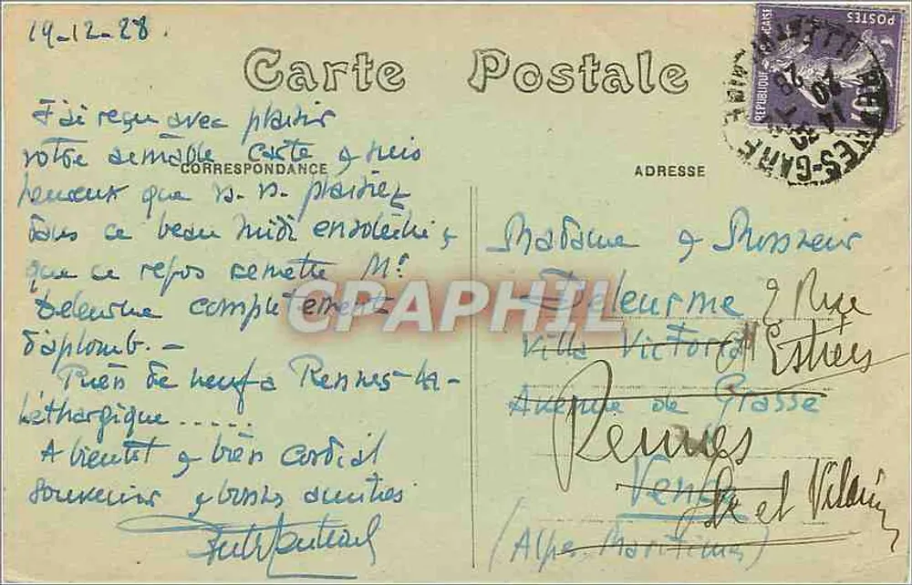 Rennes. — Asilo St-Méen - Paseo de Honor — A. Lamiré, Editor, Rennes - Reverso