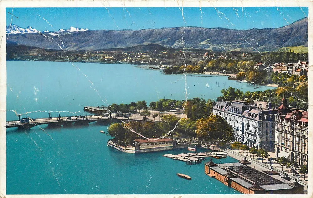 Lac de Genève — vue de la Quai-brücke — éditeur non identifié - Recto