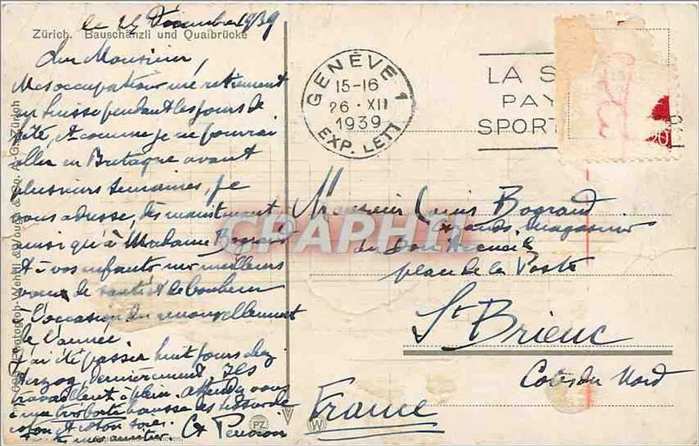 Lac de Genève — vue de la Quai-brücke — éditeur non identifié - Verso