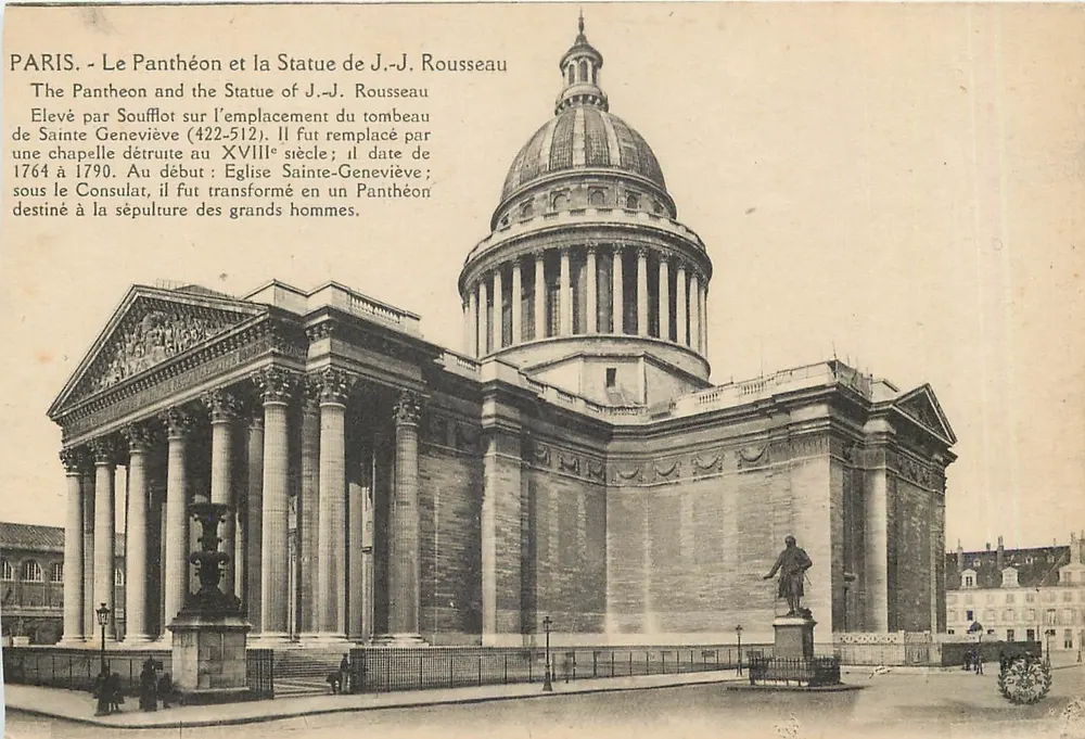 Paris - Le Panthéon et la Statue de J.-J. Rousseau — Imp. phot. L'Abatille, Paris - Recto
