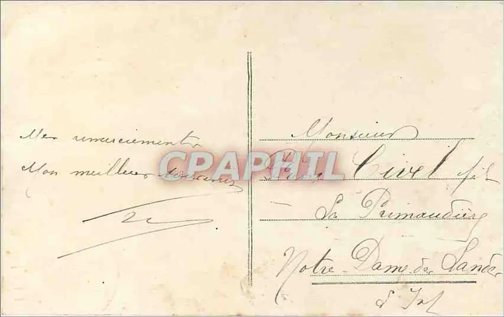 Casal ao ar livre — foto em sépia com moldura oval — editor anônimo - Verso