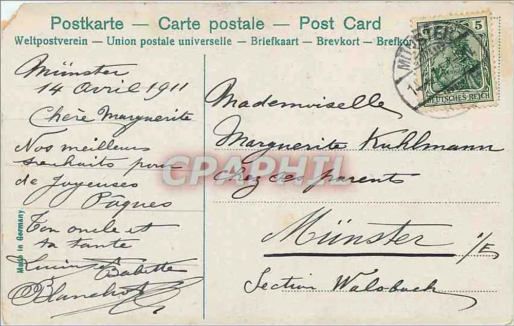 Frohe Ostern! — Carte postale humoristique avec personnages animaux — éditeur non visible, n° 94 - Verso