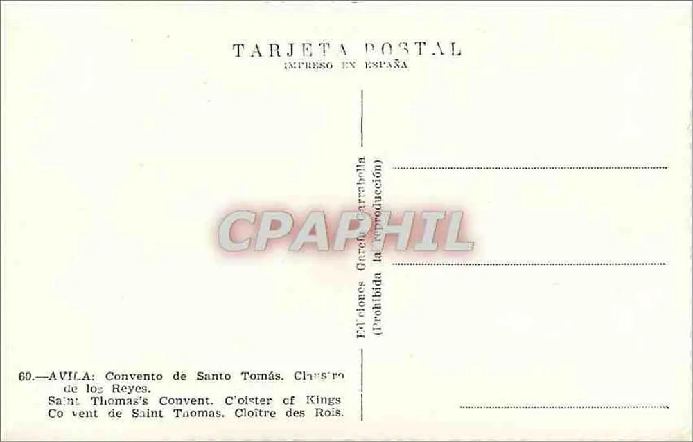 Avila: Konvent von Santo Tomás — Cloister der Könige — Edition Garrido (Spanien) - Rückseite