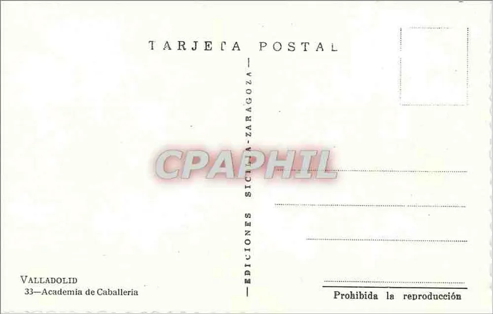Academie van Kavallerie — Valladolid — Edities Sicilia-Zaragoza - Achterkant
