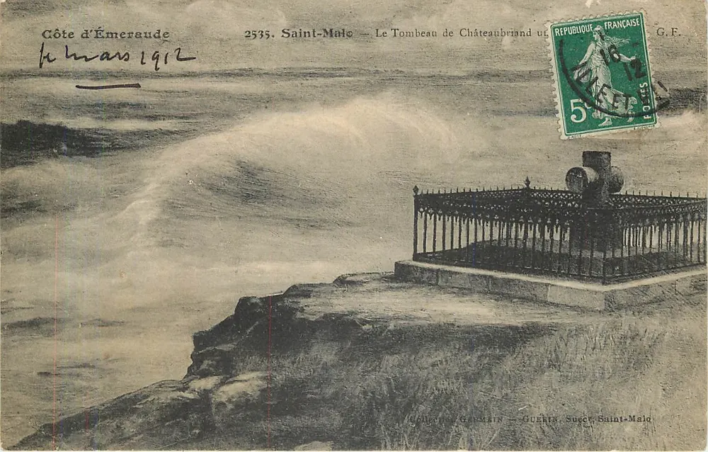 Saint-Malo — Le Tombeau de Châteaubriand — Côte d'Émeraude — Éditeur G. F. n°2535 - Recto