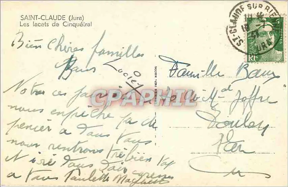 Saint-Claude (Jura) — Os curvas de Cinquétréal — editor não visível - Verso