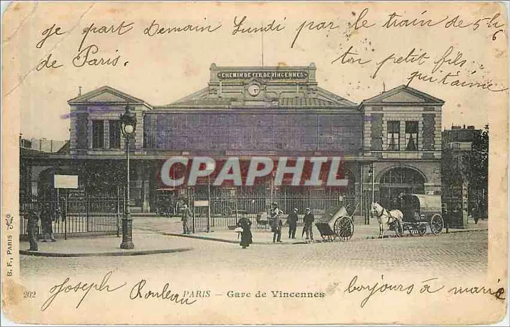Paris — Gare de Vincennes — éditeur Joseph Rouleau, n° 202 - Frente
