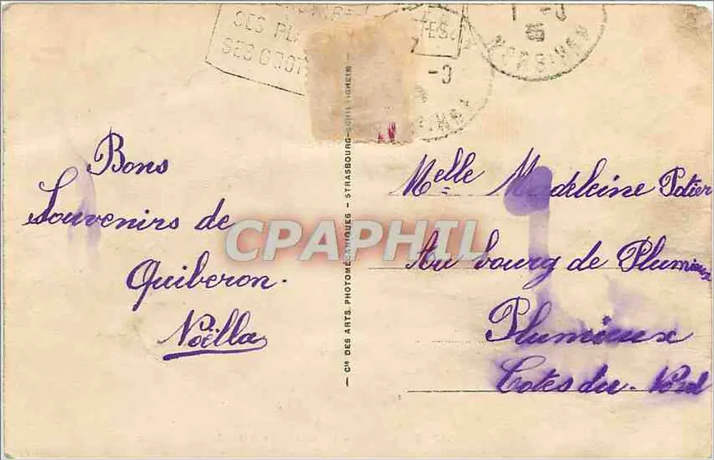 Quiberon — O navio de Belle-Île — CH DES ARTS PHOTOMÉNIQUES - STRASBOURG - Verso