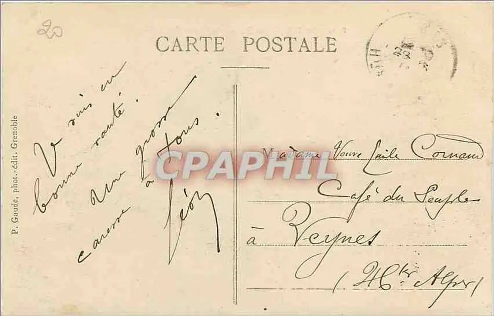 Grenoble — Die Quais und die Kette der Alpen — P. Gaude, phot. publ. Grenoble - Rückseite