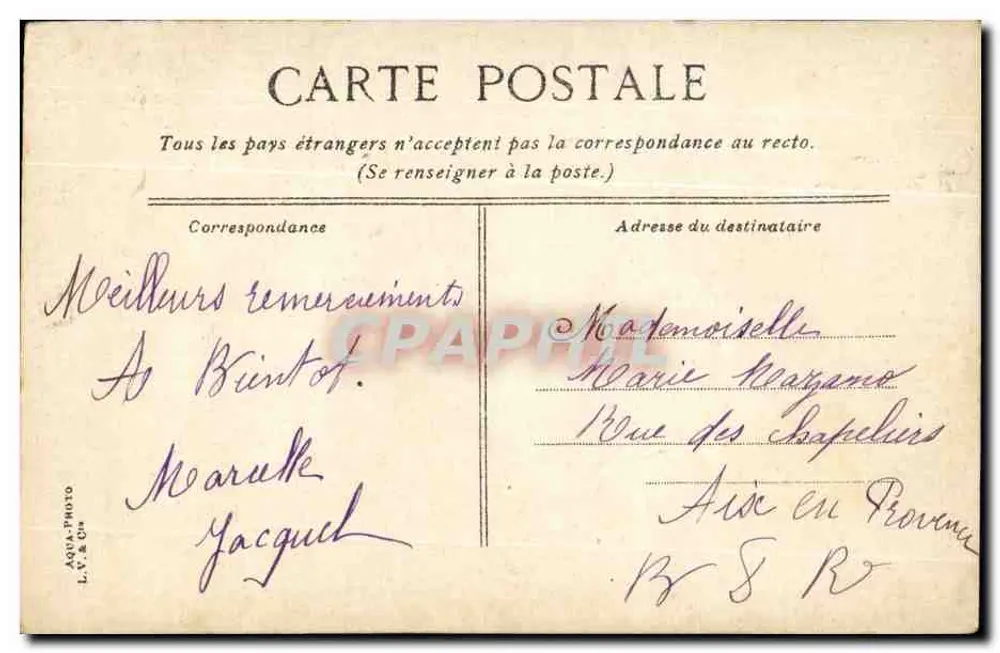 Marseille — Joliète Lighthouse — publisher L.V. & Cie, no. 13 - Back