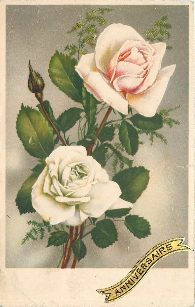 Duas rosas — Aniversário — Imprimerie Charney 806 - Frente