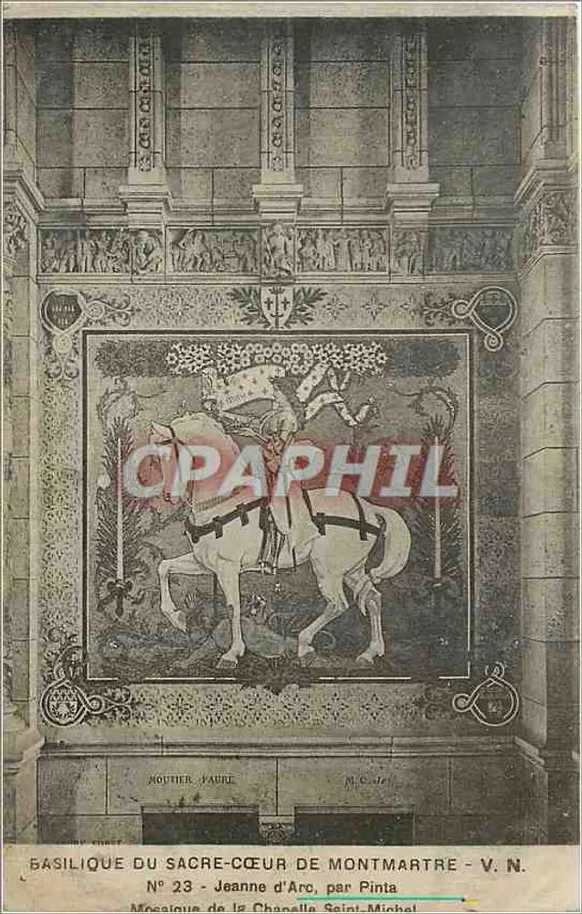 Basilika des Heiligen Herzens von Montmartre — Mosaik der Kapelle Saint-Michel — Jeanne d'Arc, von Pinta — V.N. Nr. 23 - Vorderseite