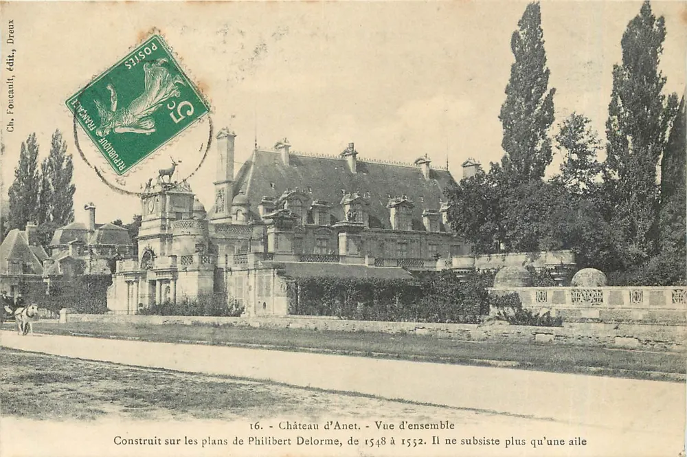 Castelo de Anet — Vista geral — Ch. Fourceault, editor, Dreux - Frente