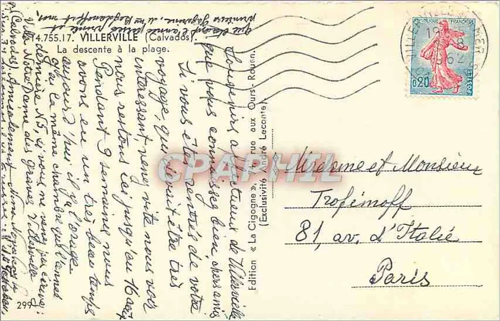 Villerville (Calvados) — A descida para a praia — Edição « La Cigogne » - Verso