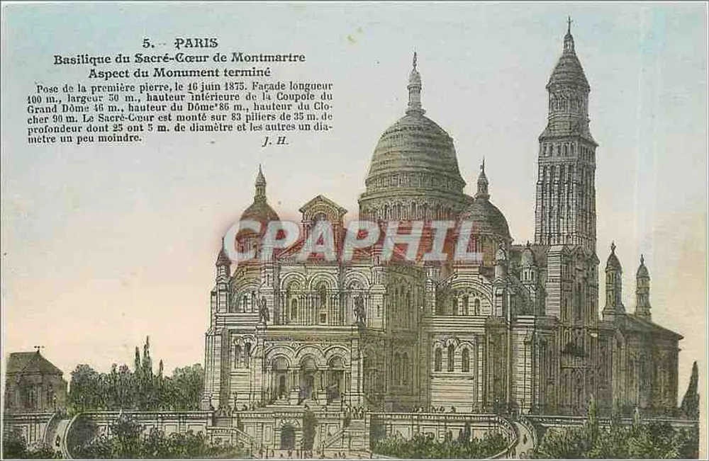 Basilika des Heiligen Herzens von Montmartre — Ansicht des fertiggestellten Denkmals — J.H. - Vorderseite