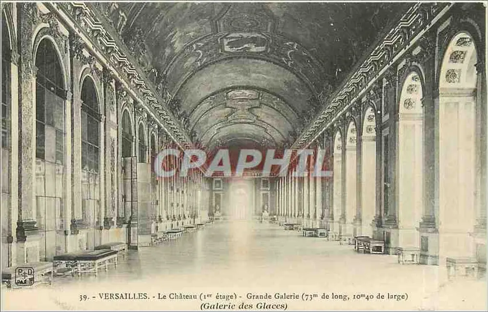 Versailles - Le Château (1er étage) - Grande Galerie (73m de long, 10m40 de large) (Galerie des Glaces) - Recto