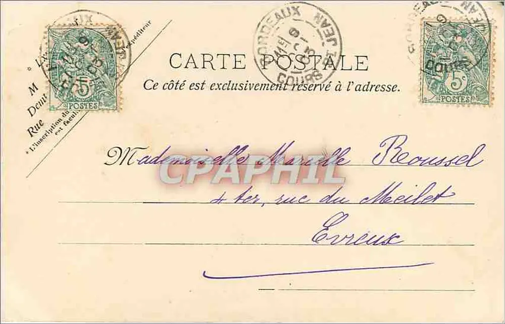 Bordeaux — Tor des Palastes und die Marmorsäule — V.P. Paris 949 - Rückseite