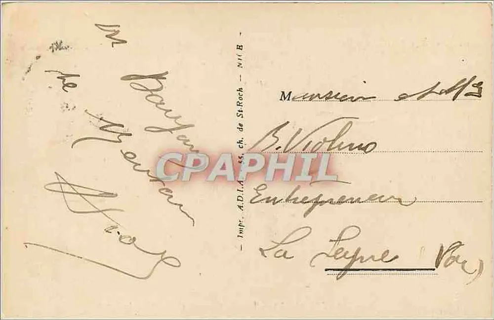 Menton (A.M.) — Baia di Garavan e Frontiera Italiana — Imp. A.D.La Roch - Verso