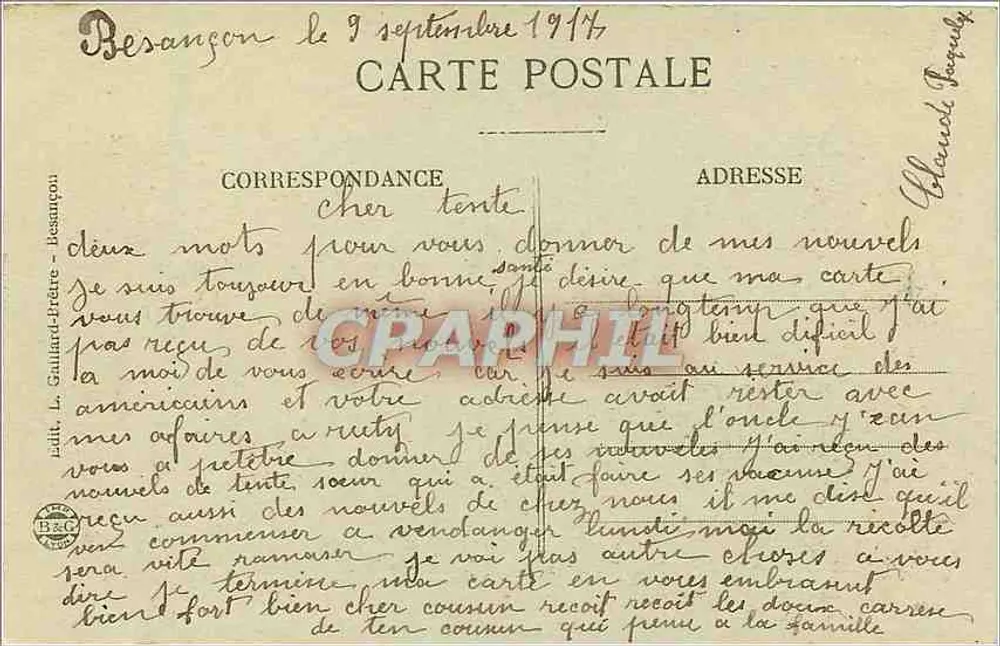 Besançon — Vue prise du Clocher St-Jean — Excursion en Franche-Comté, n°709 - Verso