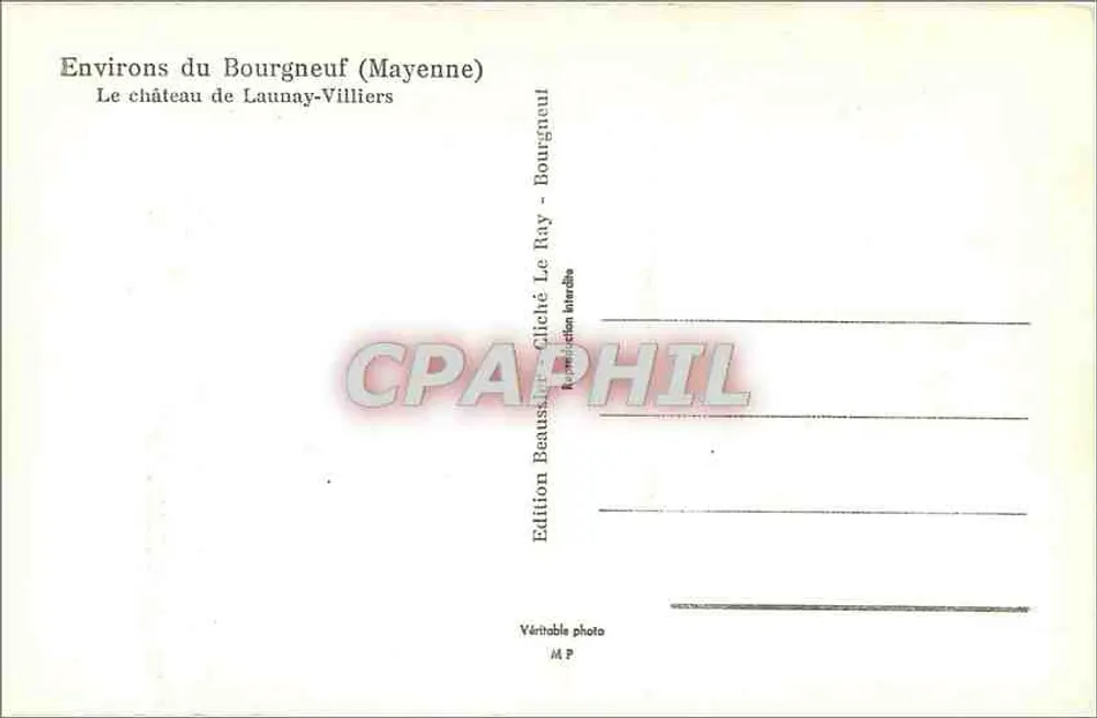 Um den Bourgneuf (Mayenne) — Schloss Launay-Villiers — Édition Beausaute, Cliché Le Ray - Rückseite