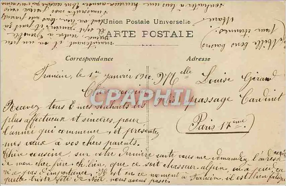 Jeune femme en robe de mariée — Mille vœux de Bonheur — E.B.R. - Verso