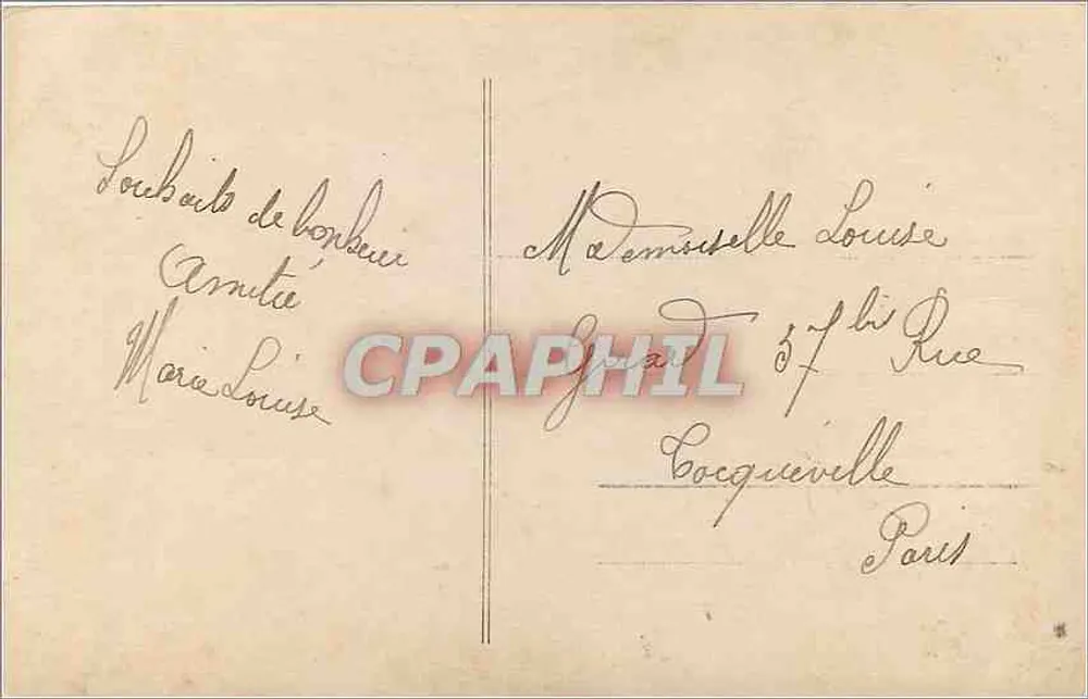 Enfant avec bouquet de fleurs — devant boîte aux lettres décorée — éditeur inconnu - Verso
