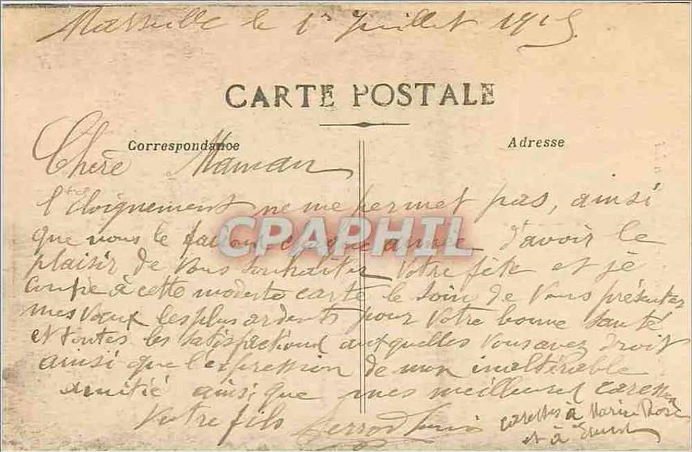 Marseille - Fontaine Cantini — editor Cantini - Verso