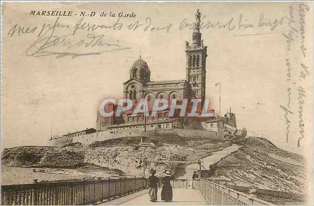 MARSEILLE - Nossa Senhora da Guarda — vista da basílica e da torre — editor não identificado - Frente