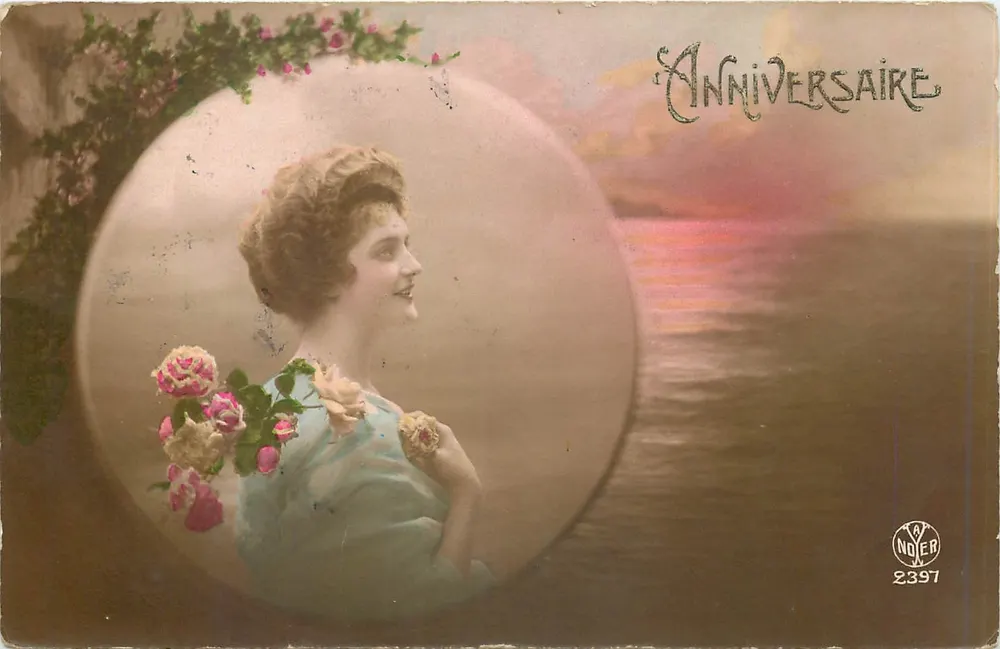 Mulher com rosas — Aniversário — Noër 2397 - Frente