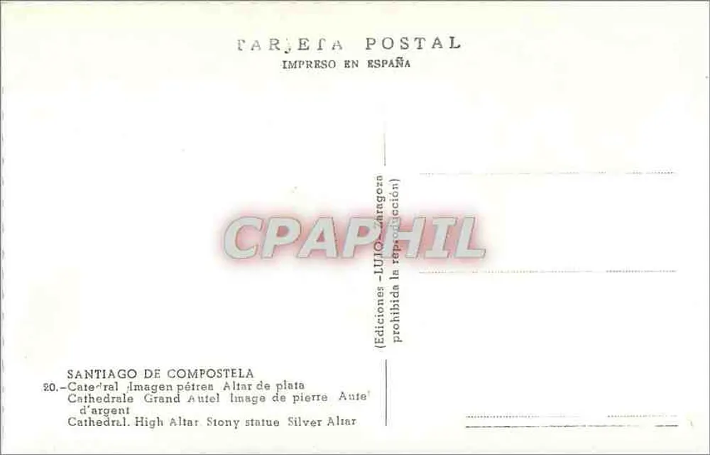 Santiago de Compostela — Kathedrale, Großer Silberaltar — Editions Lluch, Serie 20 - Rückseite
