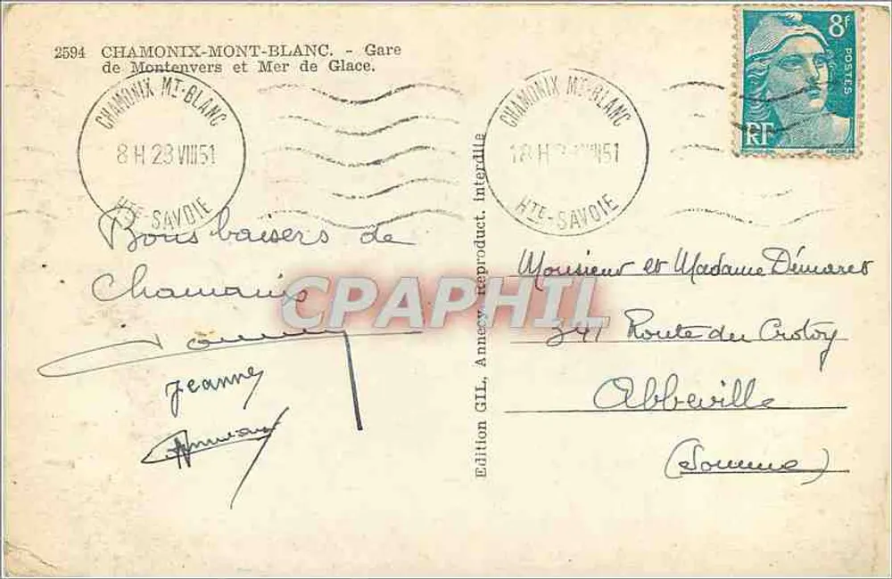 Bahnhof Montenvers und Mer-de-Glace-Gletscher — Chamonix-Mont-Blanc — Édition GIL - Rückseite
